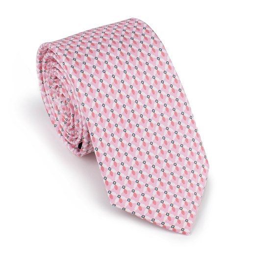 Krawat jedwabny wzorzysty różowo-niebieski ze sklepu WITTCHEN w kategorii Krawaty - zdjęcie 165041708