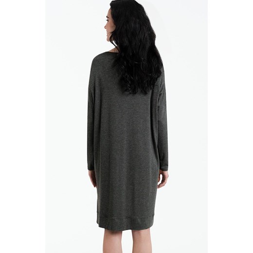 Koszula nocna damska ciemno szara z długim rękawem Akord, Kolor ciemny szary, Rozmiar S, Italian Fashion ze sklepu Intymna w kategorii Koszule nocne - zdjęcie 165041807