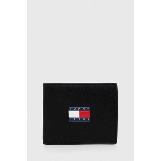 Tommy Jeans portfel skórzany męski kolor czarny AM0AM12086 ze sklepu ANSWEAR.com w kategorii Portfele męskie - zdjęcie 165045098