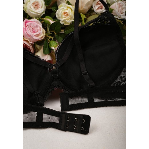 Czarno-Różowy Koronkowy Biustonosz z Podwójnymi Ramiączkami i Ozdobnym Renee 85B promocyjna cena Renee odzież