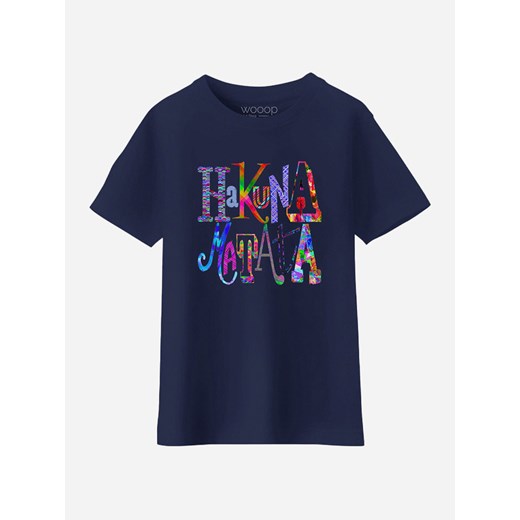 WOOOP Koszulka &quot;Hakuna matata&quot; w kolorze granatowym ze sklepu Limango Polska w kategorii Bluzki dziewczęce - zdjęcie 165046315