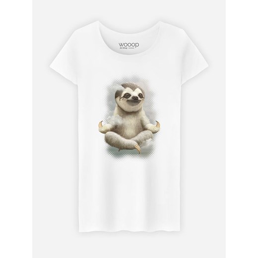 WOOOP Koszulka &quot;Medidate Sloth&quot; w kolorze białym Wooop XL wyprzedaż Limango Polska