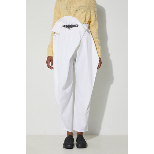 JW Anderson spodnie z domieszką wełny kolor biały szerokie high waist TR0295.PG0865 ze sklepu PRM w kategorii Spodnie damskie - zdjęcie 165050288