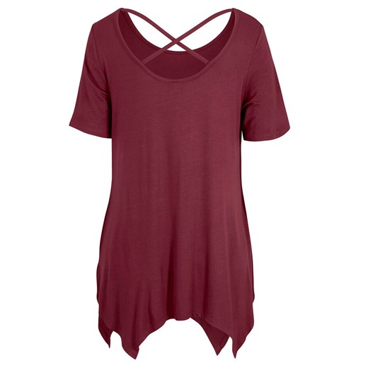 Długi shirt z dłuższymi bokami, krótki rękaw 52/54 bonprix