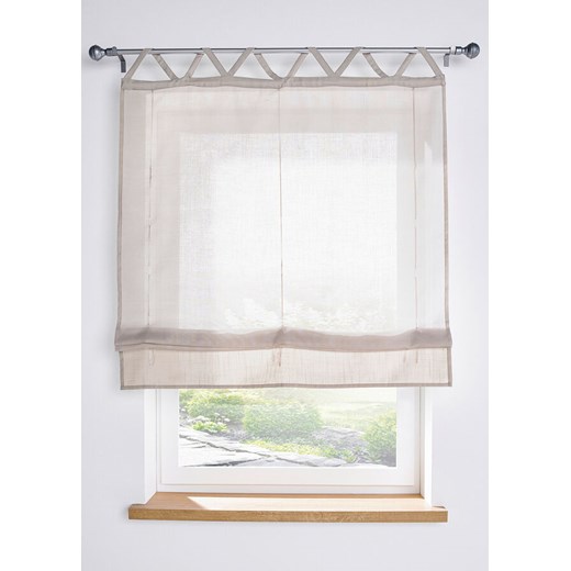 Roleta z wiązanymi troczkami z materiału w optyce lnu Wys./szer. 130/60 cm bonprix