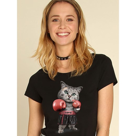 WOOOP Koszulka "Boxing Cat" w kolorze czarnym Wooop XL promocyjna cena Limango Polska