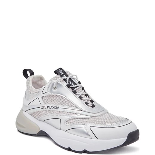 Buty sportowe damskie Love Moschino sneakersy na platformie sznurowane białe z tworzywa sztucznego 