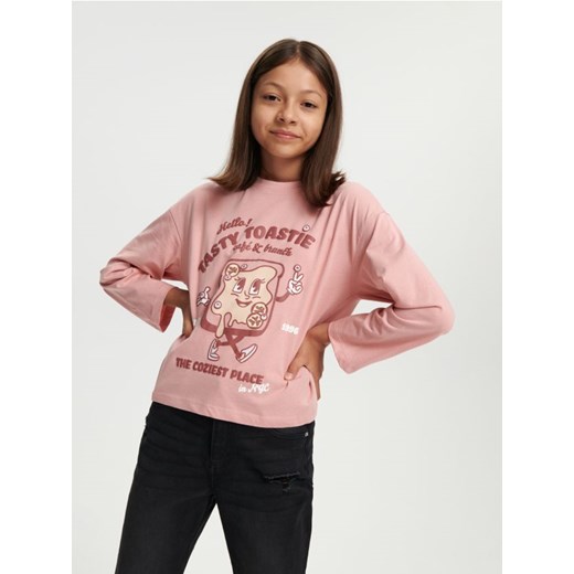 Sinsay - Koszulka z nadrukiem - różowy ze sklepu Sinsay w kategorii Bluzki dziewczęce - zdjęcie 165141436