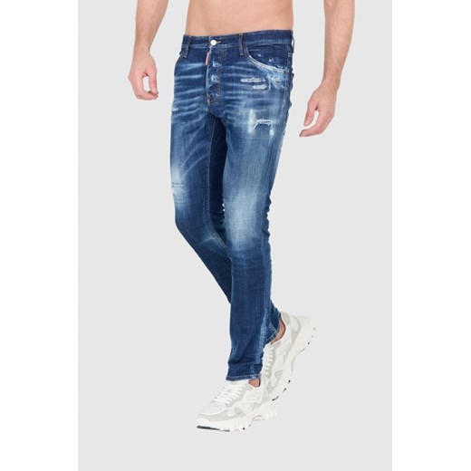 DSQUARED2 Granatowe jeansy z przetarciami, Rozmiar 48 Dsquared2 48 wyprzedaż outfit.pl