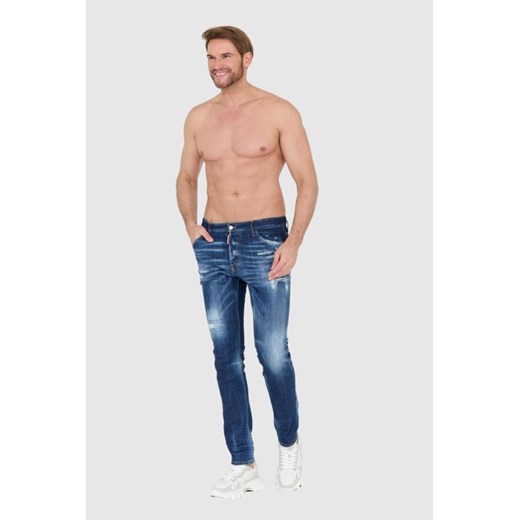 DSQUARED2 Granatowe jeansy z przetarciami, Rozmiar 48 Dsquared2 54 promocja outfit.pl