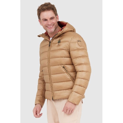 BLAUER Jasnobrązowa puchowa kurtka męska Virgil z kapturem, Rozmiar 3XL ze sklepu outfit.pl w kategorii Kurtki męskie - zdjęcie 165143016