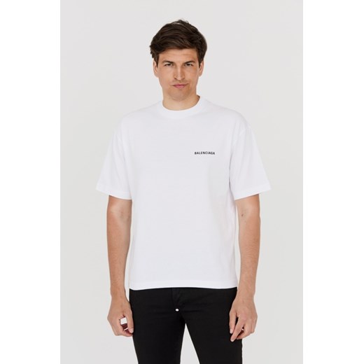 BALENCIAGA Biały t-shirt z logo na plecach, Wybierz rozmiar M ze sklepu outfit.pl w kategorii T-shirty męskie - zdjęcie 165143079
