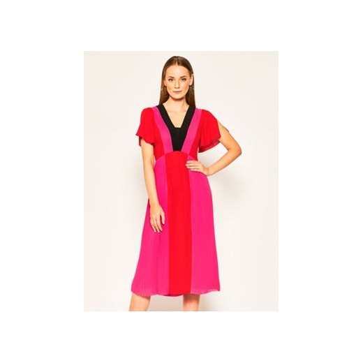 KARL LAGERFELD Sukienka koktajlowa Pleated Colour Block 201W1303 Różowy Regular Karl Lagerfeld 44 okazyjna cena MODIVO