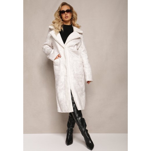Biały Dwustronny Płaszcz z Kożuszkiem Ducta ze sklepu Renee odzież w kategorii Płaszcze damskie - zdjęcie 165152678
