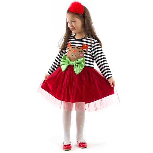 Denokids Sukienka &quot;New Year Chic&quot; w kolorze czerwono-biało-czarnym ze sklepu Limango Polska w kategorii Sukienki dziewczęce - zdjęcie 165153898