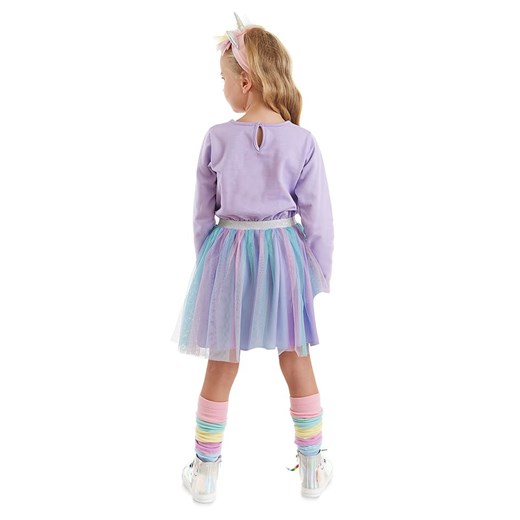 Sukienka dziewczęca Denokids z tiulu fioletowa 