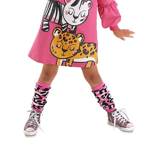 Denokids Ocieplacze &quot;Leopard&quot; w kolorze różowym ze sklepu Limango Polska w kategorii Skarpetki dziecięce - zdjęcie 165155229