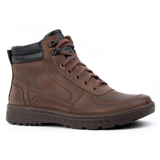 Buty zimowe męskie trzewiki skórzane 950MP brązowe ze sklepu butyolivier w kategorii Buty zimowe męskie - zdjęcie 165165549