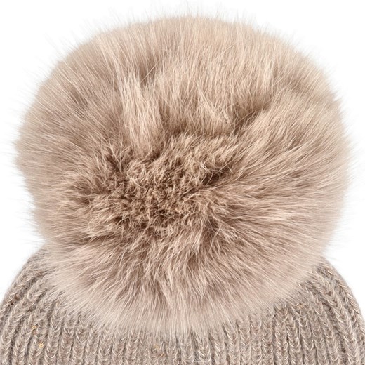Luksusowa ciepła czapka damska z pomponem z naturalnego futra lisa - TYMOTEO Tymoteo Love uniwersalny Tymoteo.pl - sklep obuwniczy
