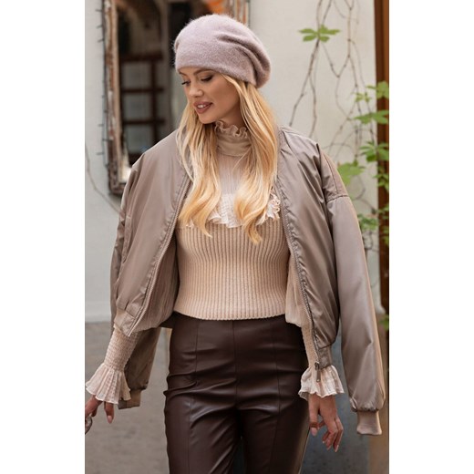 Damski beret z angory w kolorze pastelowego różu CLEO, Kolor róż pastelowy, Kamea one size Primodo