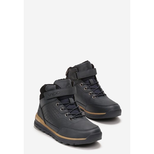 Born2be buty zimowe dziecięce czarne na rzepy