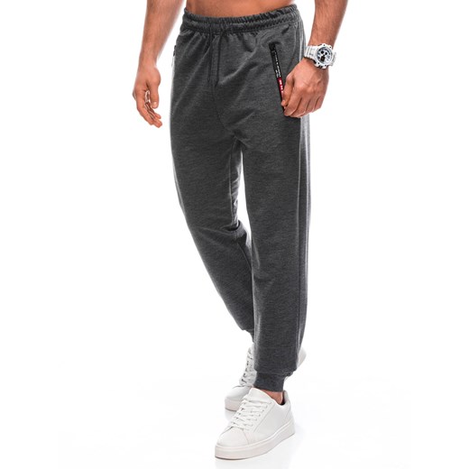 Spodnie męskie dresowe 1429P - szare ze sklepu Edoti w kategorii Spodnie męskie - zdjęcie 165194027