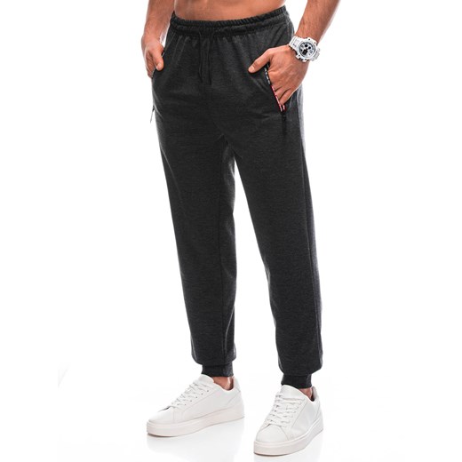 Spodnie męskie dresowe 1429P - grafitowe ze sklepu Edoti w kategorii Spodnie męskie - zdjęcie 165194037