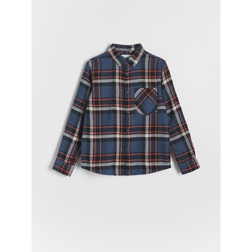 Reserved - Flanelowa koszula regular - granatowy Reserved 146 (10 lat) Reserved