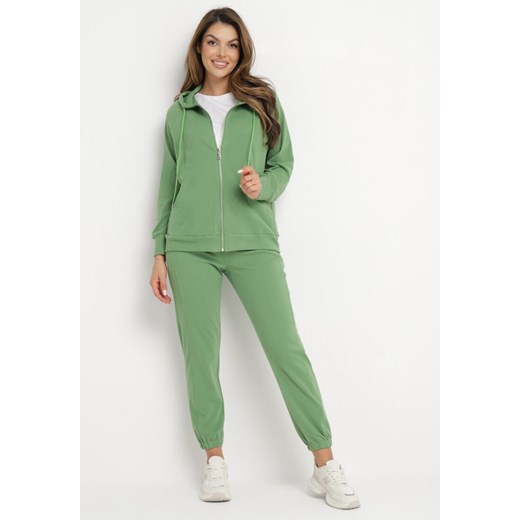Zielony 2-częściowy Komplet Dresowy z Bluzą i Spodniami Seraphica ze sklepu Born2be Odzież w kategorii Dresy damskie - zdjęcie 165198438