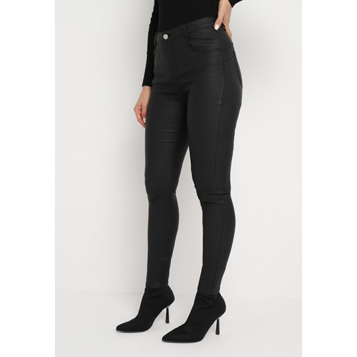 Czarne Spodnie Skinny z Imitacji Skóry Amarael ze sklepu Born2be Odzież w kategorii Spodnie damskie - zdjęcie 165198488