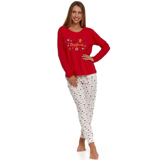 Bawełniana piżama damska świąteczna czerwona PDD5000-006, Kolor czerwono-ecru, Rozmiar L, Moraj ze sklepu Intymna w kategorii Piżamy damskie - zdjęcie 165207777