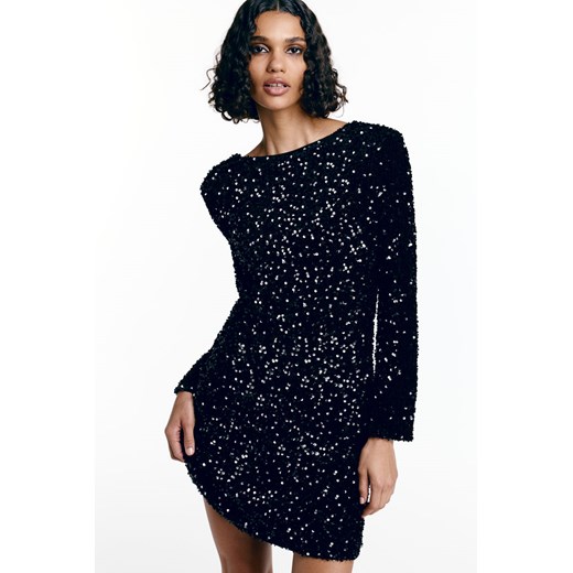 H & M - Cekinowa sukienka z odkrytymi plecami - Czarny H & M M H&M