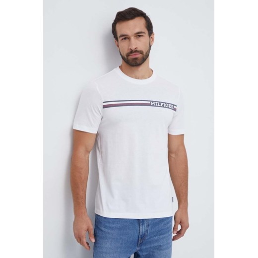 T-shirt męski Tommy Hilfiger biały z krótkimi rękawami bawełniany 