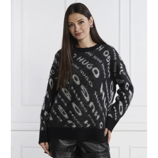 HUGO Sweter Sidimmer | Loose fit | z dodatkiem wełny ze sklepu Gomez Fashion Store w kategorii Swetry damskie - zdjęcie 165215309