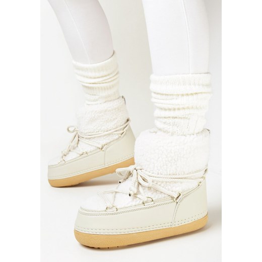 Beżowe Śniegowce za Kostkę z Futerkiem Narelona ze sklepu born2be.pl w kategorii Śniegowce damskie - zdjęcie 165218137