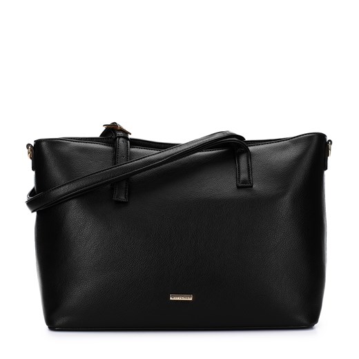 Torebka shopperka z ekoskóry z ozdobną klamerką czarna ze sklepu WITTCHEN w kategorii Torby Shopper bag - zdjęcie 165229739
