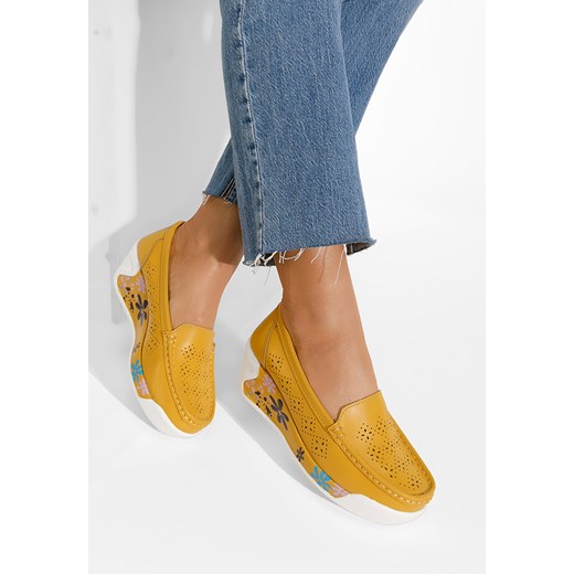Żółte skórzane mokasyny Havana Zapatos 36, 37, 38, 39, 40, 41 okazja Zapatos