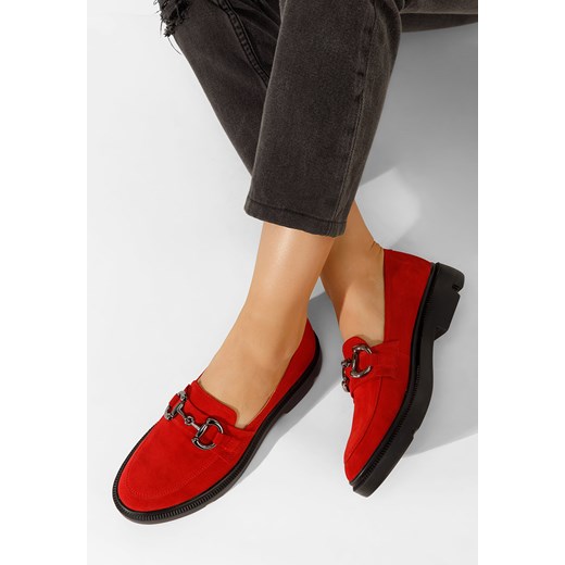Czerwone mokasyny damskie skórzane Duquesa ze sklepu Zapatos w kategorii Mokasyny damskie - zdjęcie 165297318