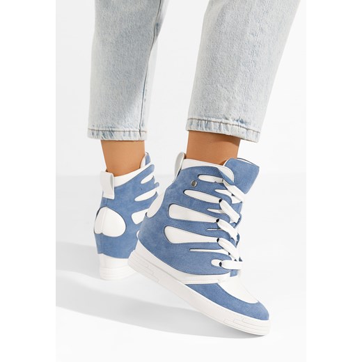 Niebieskie sneakersy na koturnie Kaia ze sklepu Zapatos w kategorii Buty sportowe damskie - zdjęcie 165297498