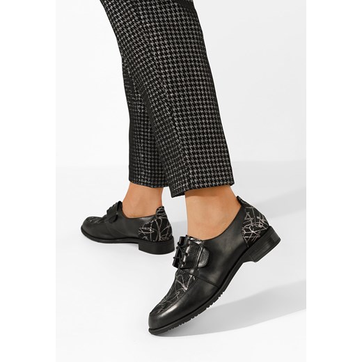 Czarne oxfordy damskie skórzane Vogue V4 ze sklepu Zapatos w kategorii Półbuty damskie - zdjęcie 165297508