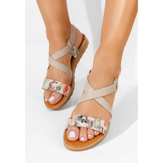 Beżowe sandały damskie skórzane Tamala ze sklepu Zapatos w kategorii Sandały damskie - zdjęcie 165297855