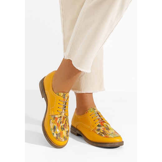 Żółte oxfordy damskie skórzane Radiant ze sklepu Zapatos w kategorii Półbuty damskie - zdjęcie 165297925
