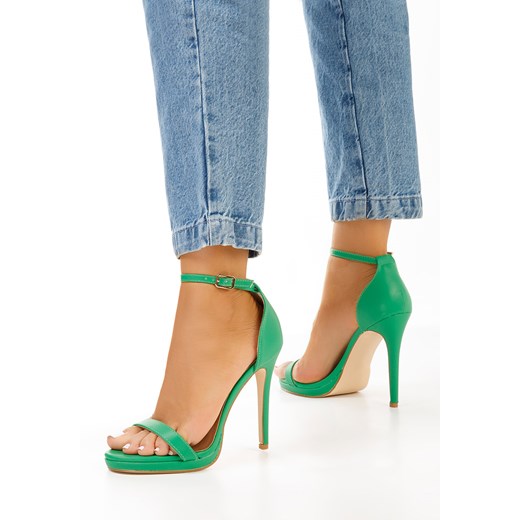 Zielone sandały na słupku Anais ze sklepu Zapatos w kategorii Sandały damskie - zdjęcie 165298027