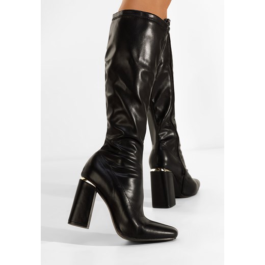 Czarne kozaki na obcasie Paulena Zapatos 38, 39, 40 okazyjna cena Zapatos