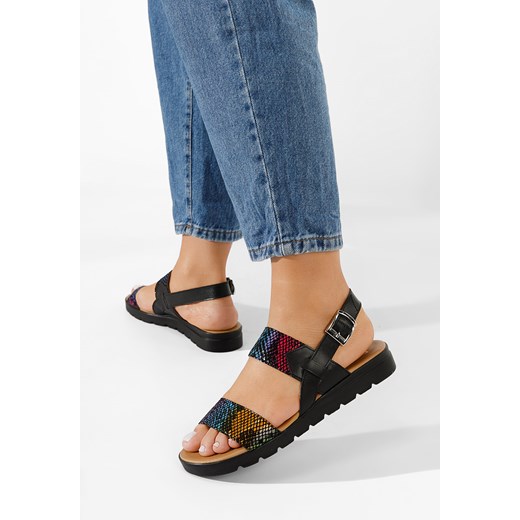 Czarne sandały damskie skórzane Oniega ze sklepu Zapatos w kategorii Sandały damskie - zdjęcie 165298057