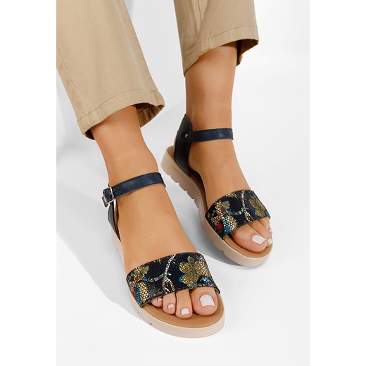 Sandały damskie Zapatos casual płaskie skórzane letnie z klamrą 