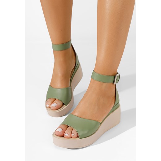 Zielone sandały damskie skórzane Salegia V2 ze sklepu Zapatos w kategorii Sandały damskie - zdjęcie 165298348