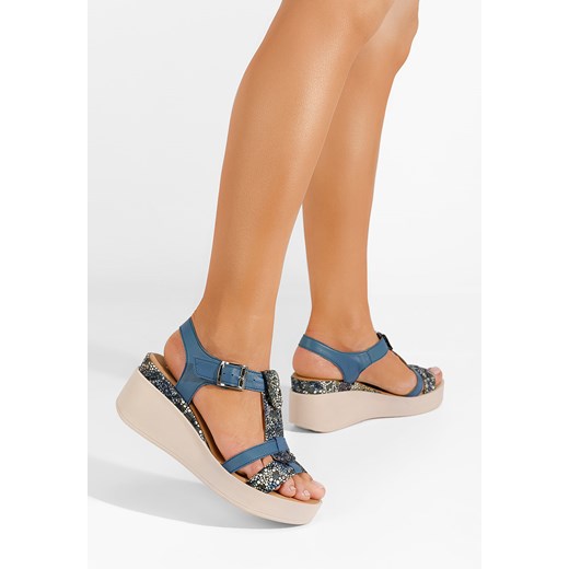 Niebieskie sandały damskie skórzane Alice Zapatos 37, 38, 39, 40 promocja Zapatos