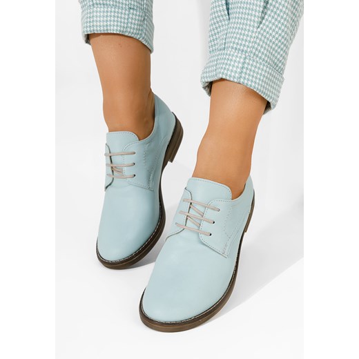 Niebieski oxfordy damskie skórzane Otivera ze sklepu Zapatos w kategorii Półbuty damskie - zdjęcie 165298677