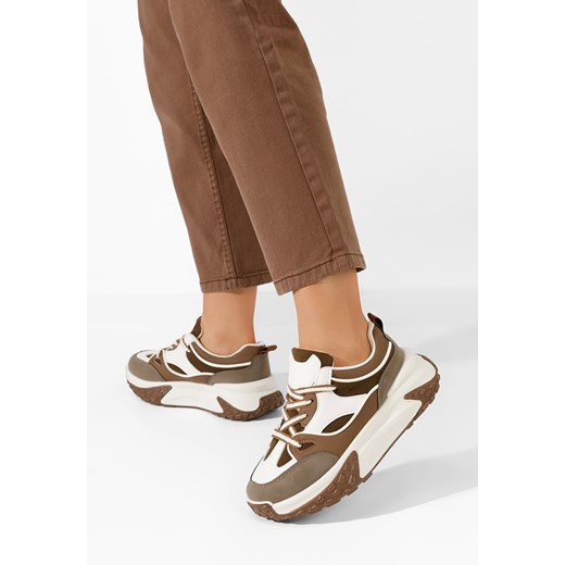 Brązowe sneakersy na platformie Allannia ze sklepu Zapatos w kategorii Buty sportowe damskie - zdjęcie 165298746